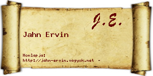 Jahn Ervin névjegykártya
